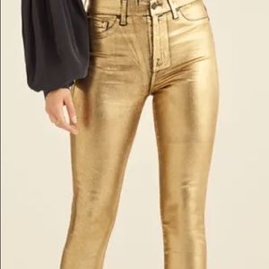 7 FOR MAN KIND NWT HIGH WAIST METALLIC GOLD